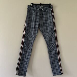 Decibel Slim Fit Blue Plaid Pants 32x33 Side Stripes Men’s Preppy Unique Street
